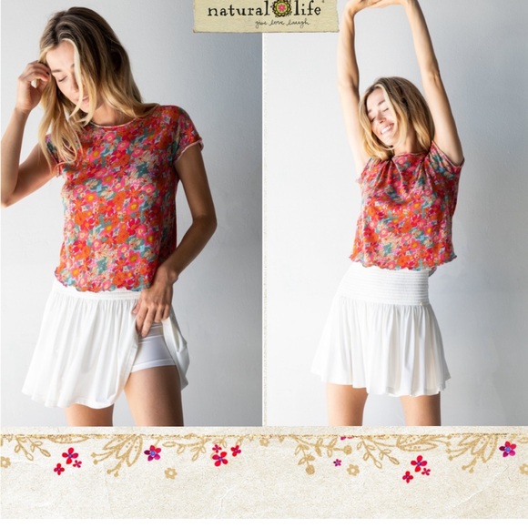 NATURAL LIFE silky white tennis skort w/ smocked waist- NEW - Picture 4 of 12